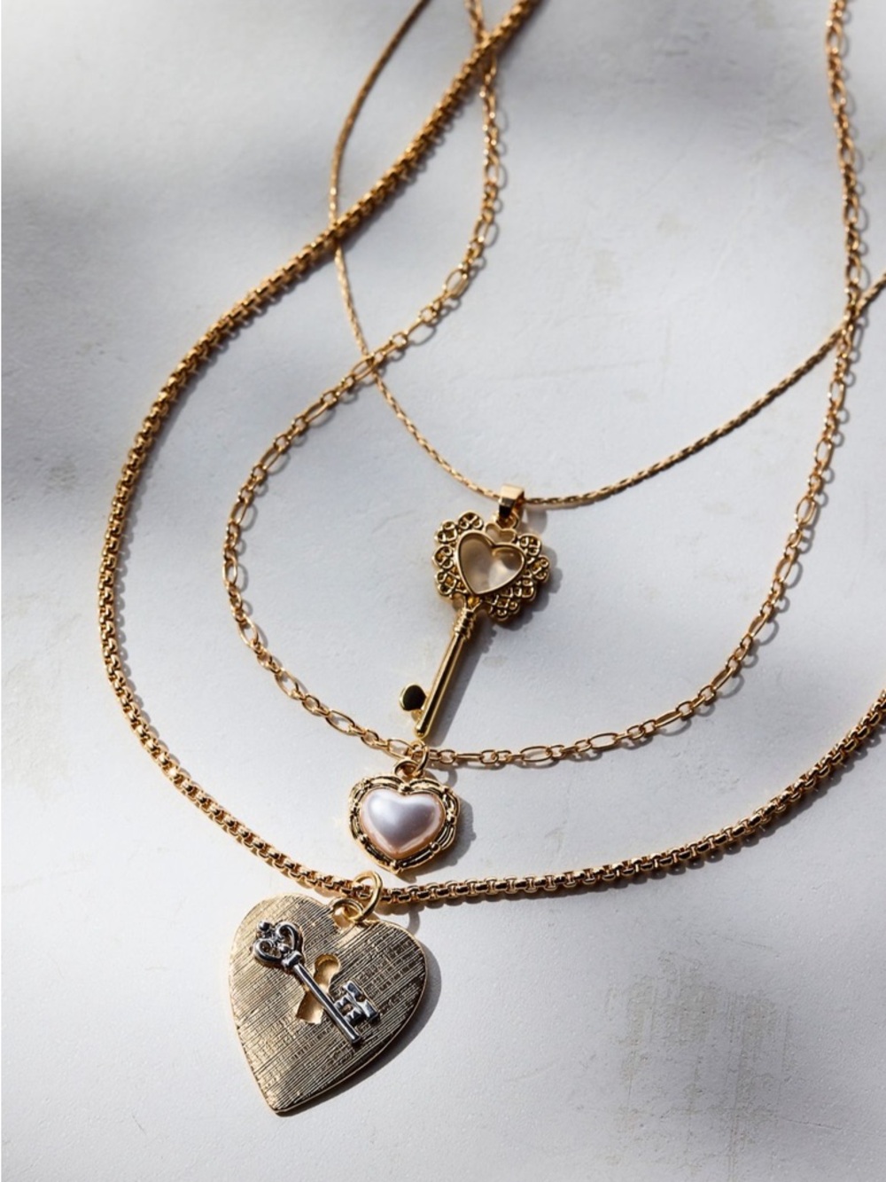 NWT Urban Outfitters Key To My Heart Romantic Layering Necklace Set